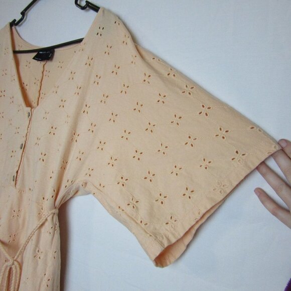 Asos Design Light Orange Floral Embroidered Laser Cut Romper Women's 0 - Picture 4 of 8